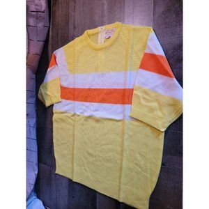 Acrylic Fibre Vintage Yellow orange striped knit top